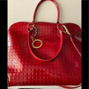 Red INVECE Italian patent leather bag